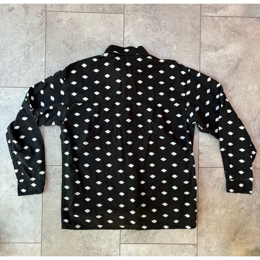 Vintage 90s Harley Davidson AOP Button Up Shirt S Motorcycle Biker Black Retro - Picture 2 of 5